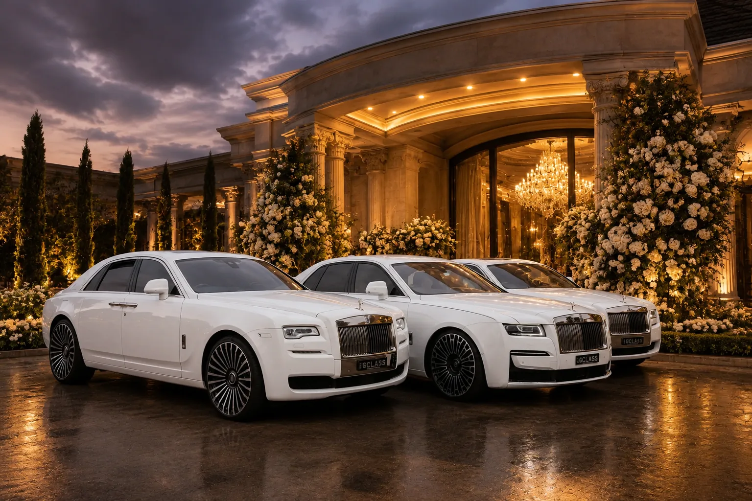 A luxury wedding car line-up for a Coptic Orthodox wedding in Sydney
