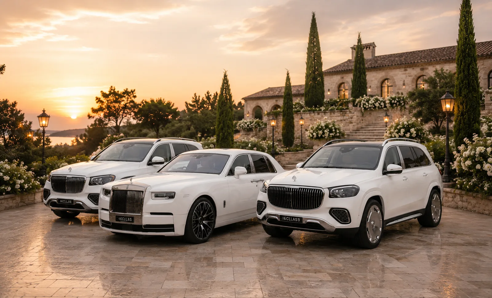 A luxury wedding car line-up for a Croatian wedding in Sydney