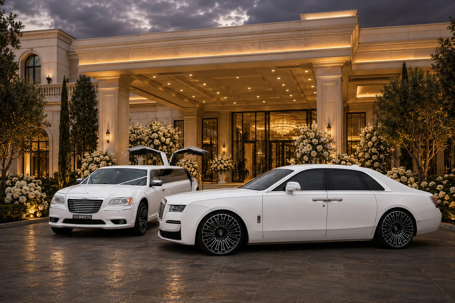 A luxury wedding car line-up for a Jewish wedding in Sydney