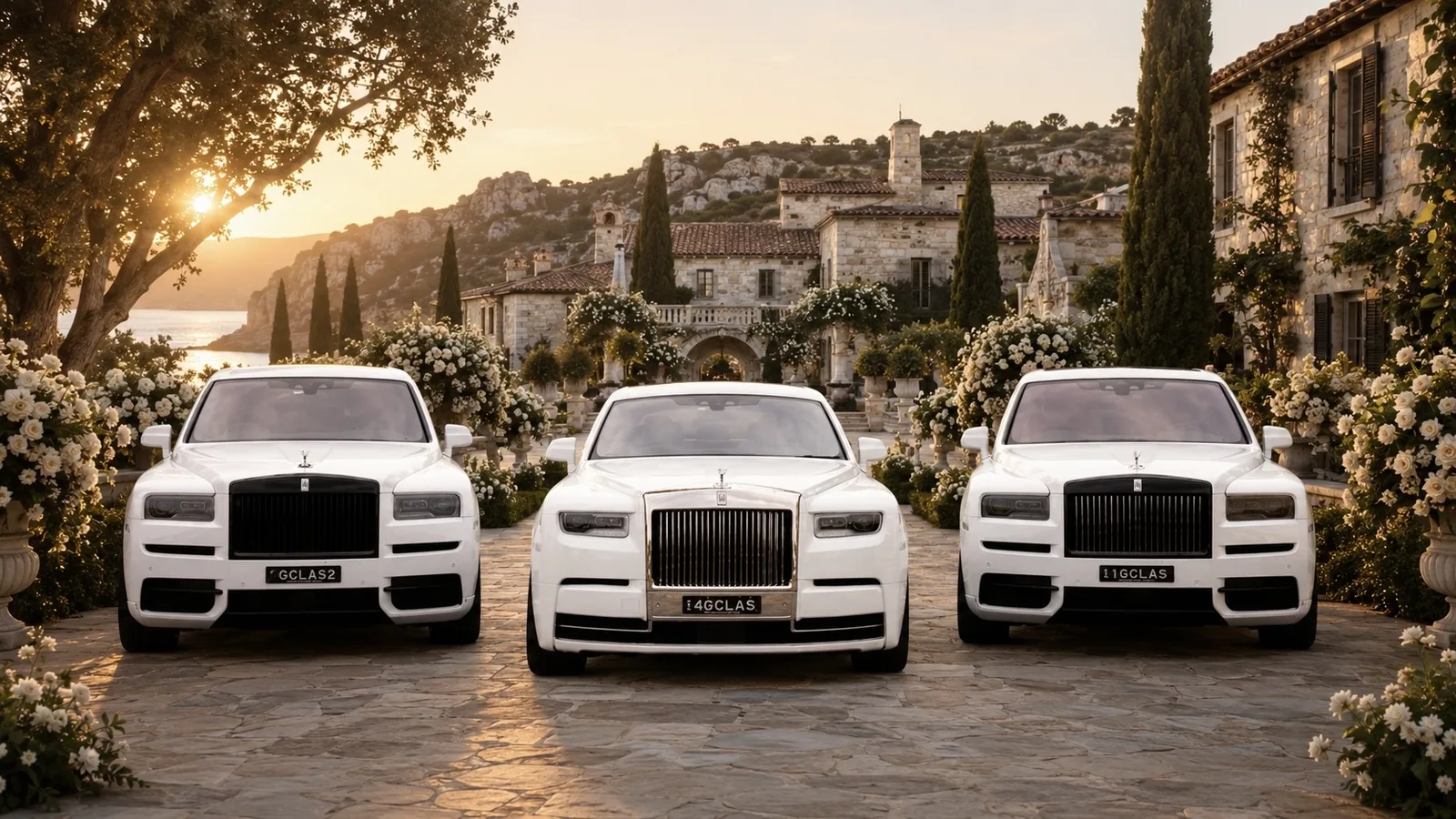 A luxury wedding car line-up for a Macedonian wedding in Sydney