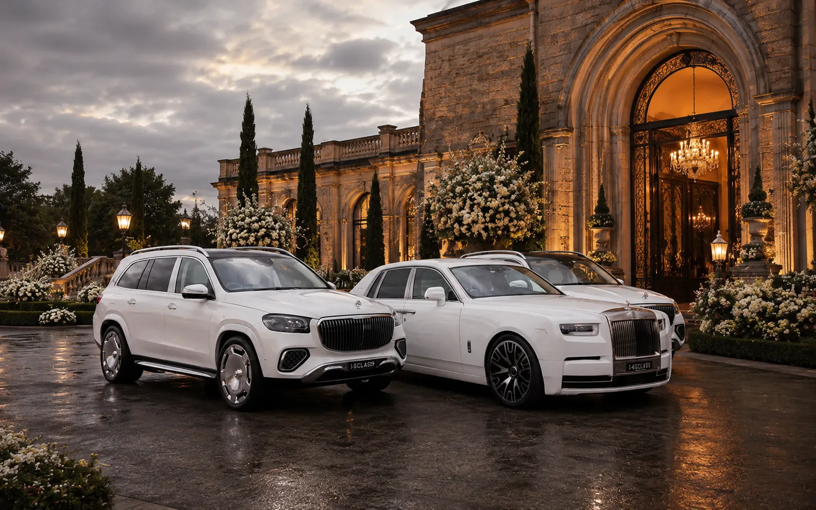 A luxury wedding car line-up for a Muslim wedding in Sydney