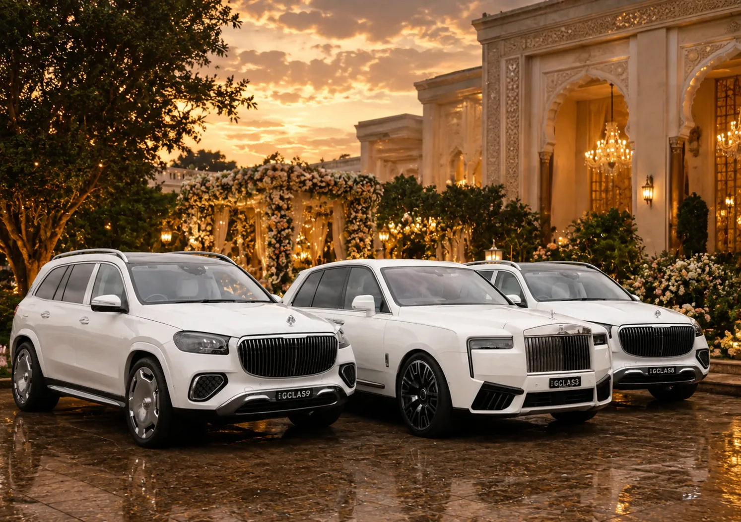 A luxury wedding car line-up for a Pakistani wedding in Sydney