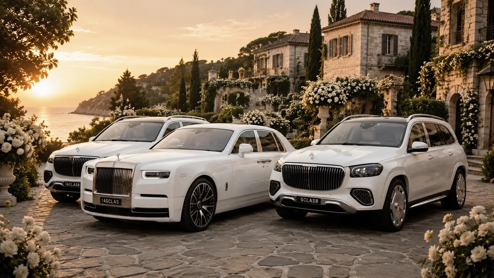 A luxury wedding car line-up for a Serbian wedding in Sydney