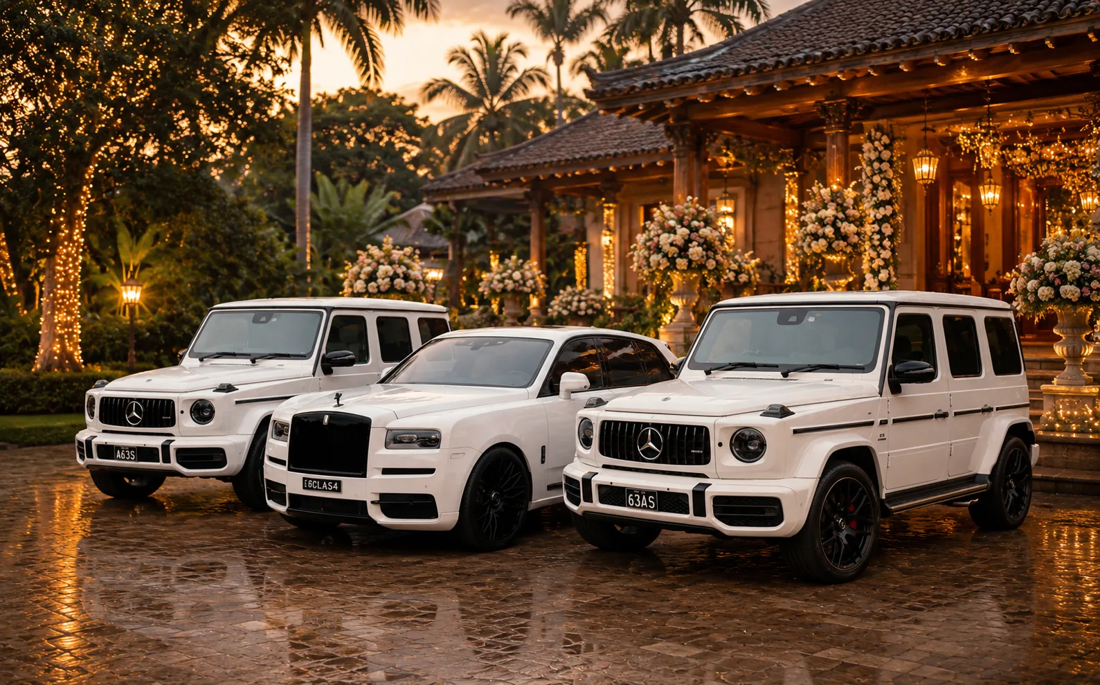 A luxury wedding car line-up for a Sri Lankan wedding in Sydney