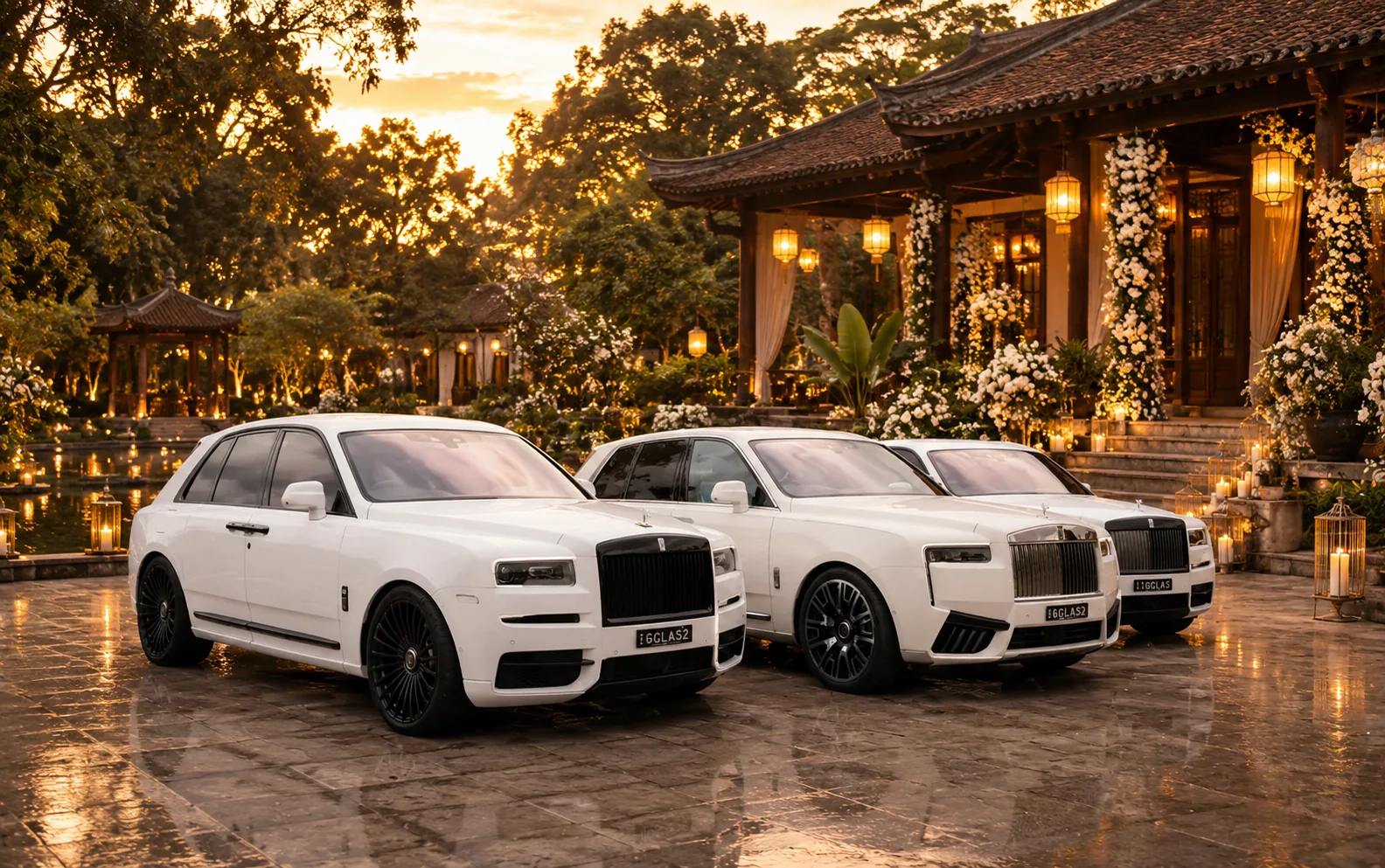 A luxury wedding car line-up for a Vietnamese wedding in Sydney
