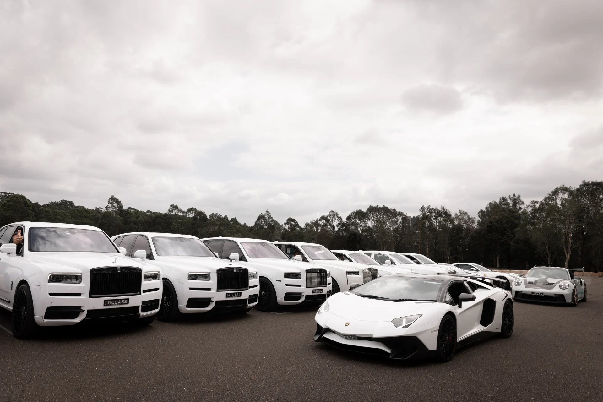 The fleet, with the Aventador SV