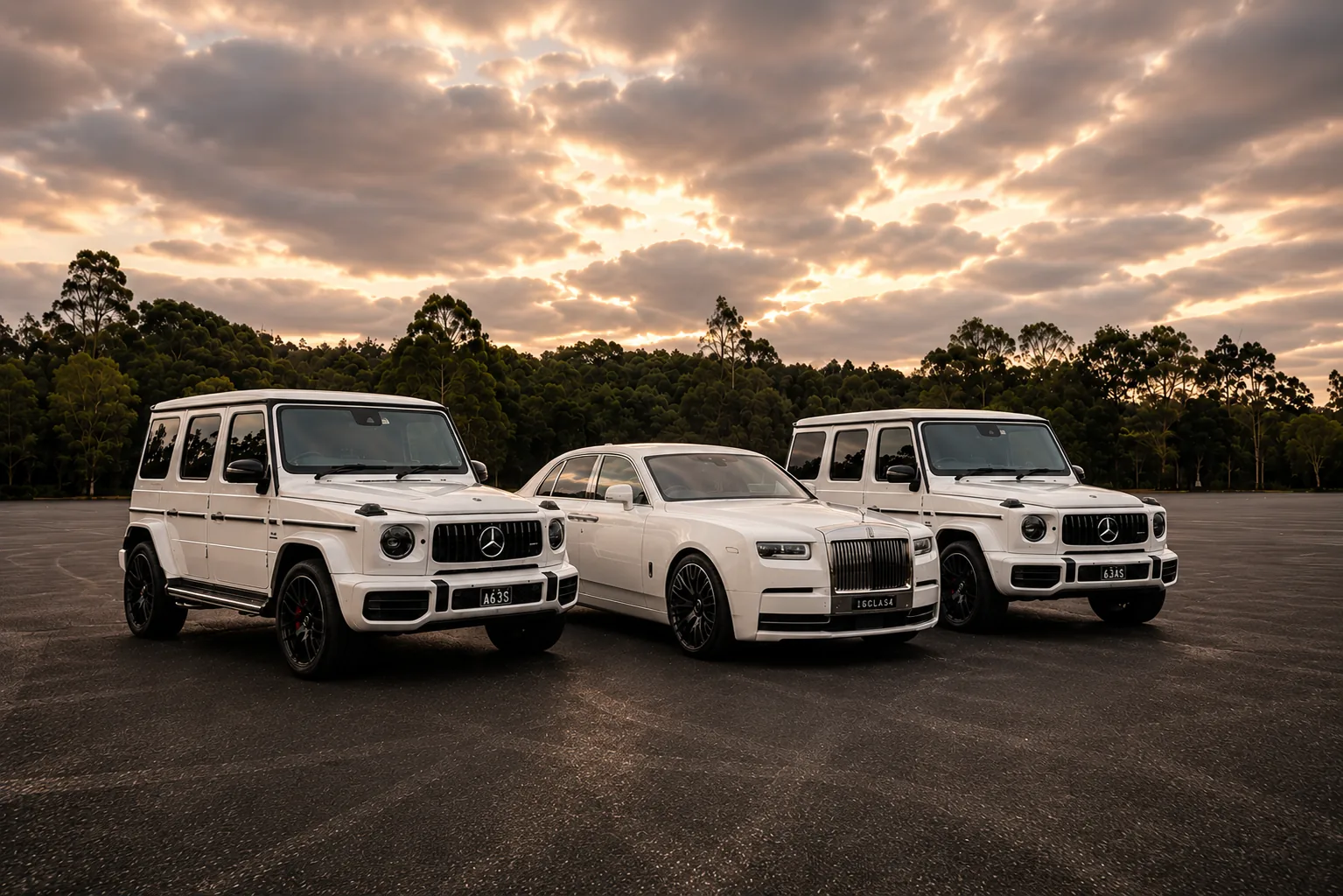 The Simple Line-Up — a matched luxury car line-up by G Class Hire