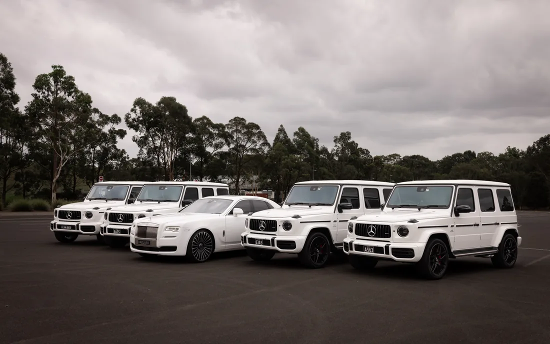 The Stance Line-Up — a matched luxury car line-up by G Class Hire