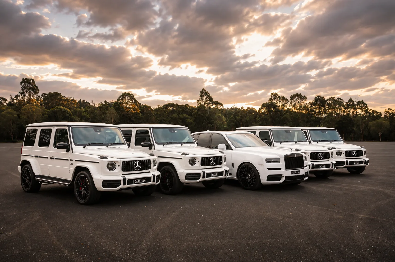 The Stance Line-Up — a matched luxury car line-up by G Class Hire