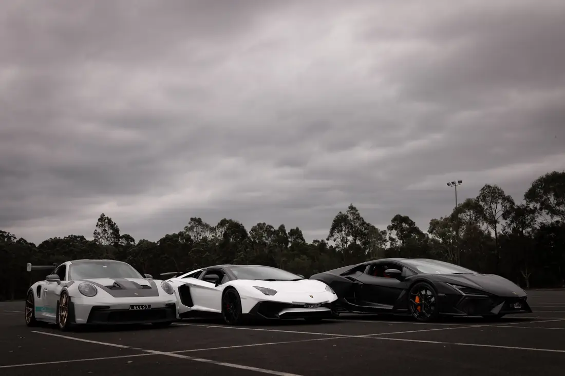 Chauffeured exotic line-up featuring the V12 hybrid Revuelto in Sydney