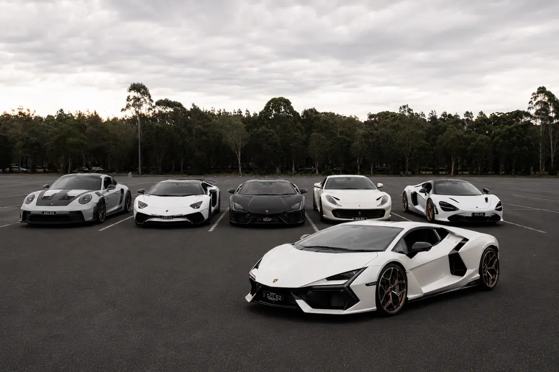 Six-car exotic and hypercar line-up from the G Class Hire Sydney fleet