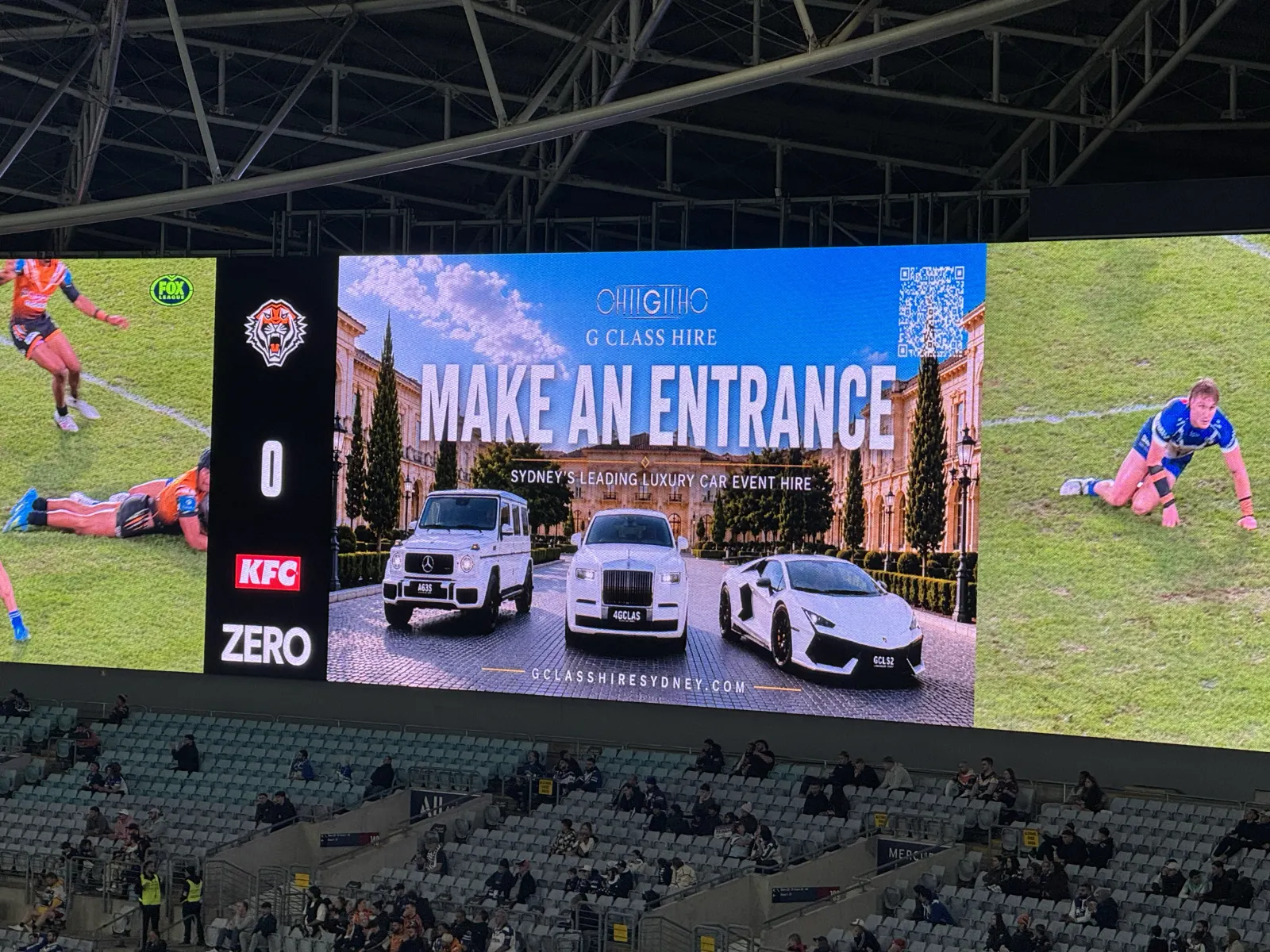 Make an Entrance — the new campaign on the big screen — G Class Hire at Accor Stadium